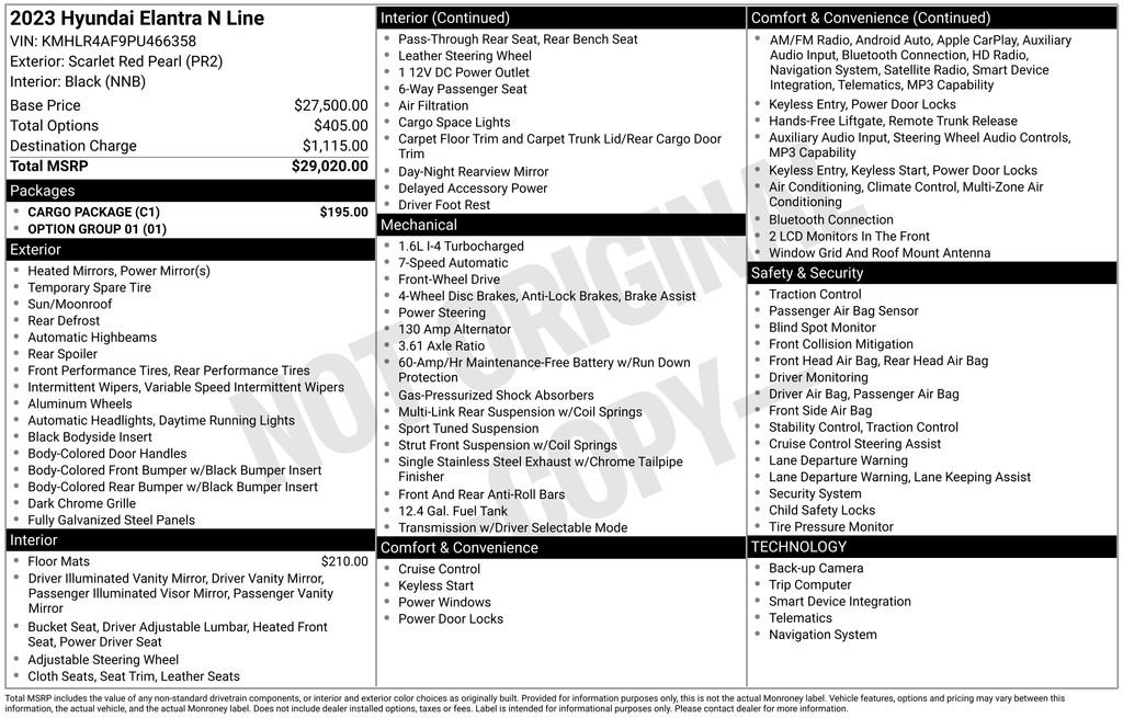 Used 2023 Hyundai Elantra N Line w/ Cargo Package image 29