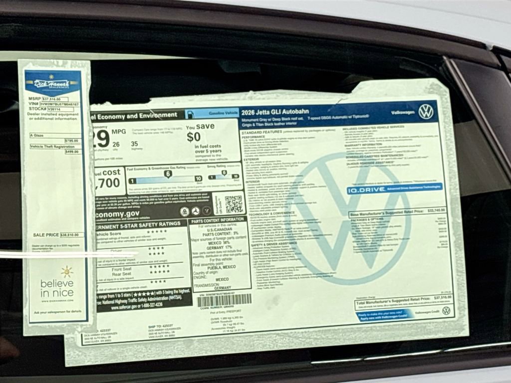 New 2026 Volkswagen Jetta GLI Autobahn FWD image 24