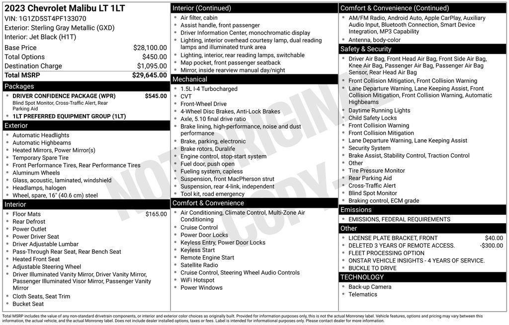 Used 2023 Chevrolet Malibu LT w/ Driver Confidence Package image 35