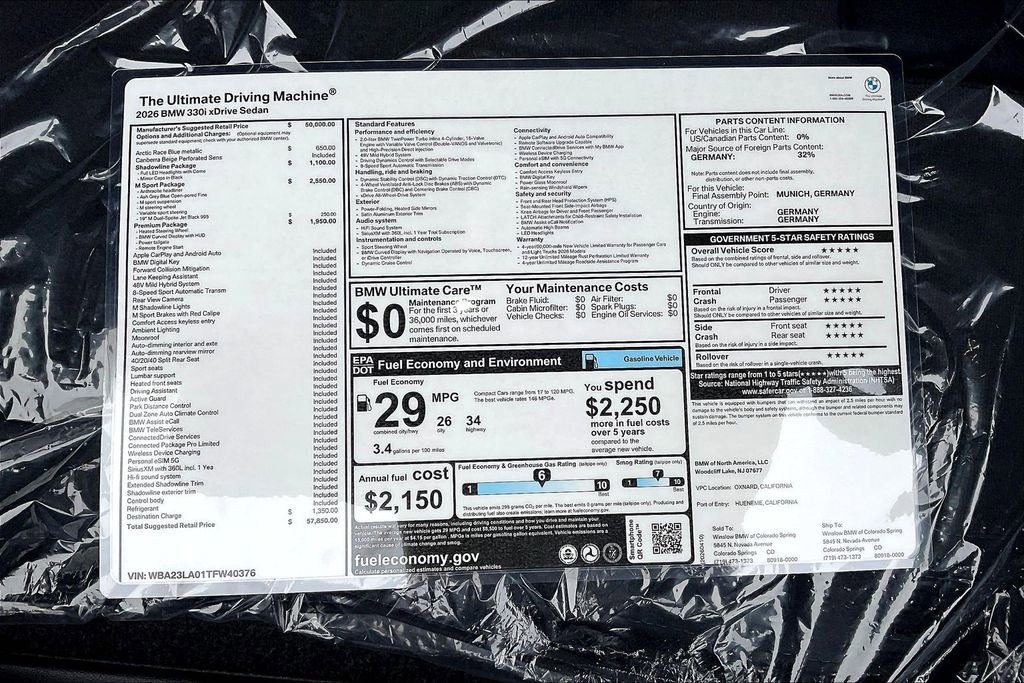 New 2026 BMW 330i xDrive Sedan w/ M Sport Package AWD/4WD image 14