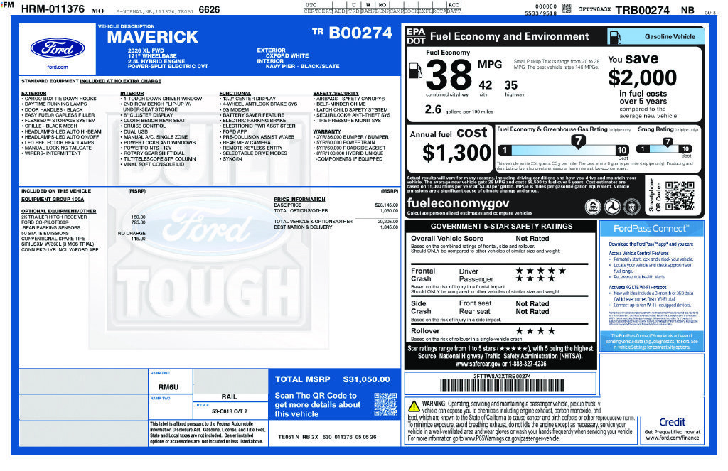 New 2026 Ford Maverick XL FWD image 39