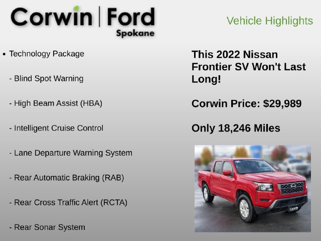 Used 2022 Nissan Frontier SV w/ Technology Package AWD/4WD image 6