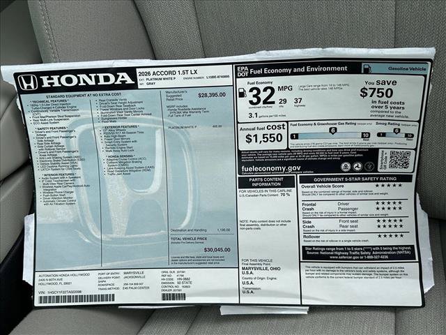 New 2026 Honda Accord LX image 18