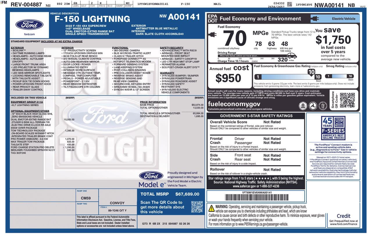 Used 2022 Ford F150 Lightning XLT w/ Tow Technology Package image 33