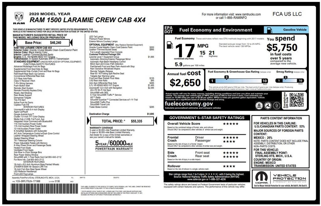 Used 2020 RAM 1500 Laramie AWD/4WD image 3