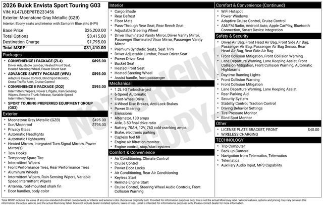 New 2026 Buick Envista Sport Touring w/ Convenience I Package FWD image 24