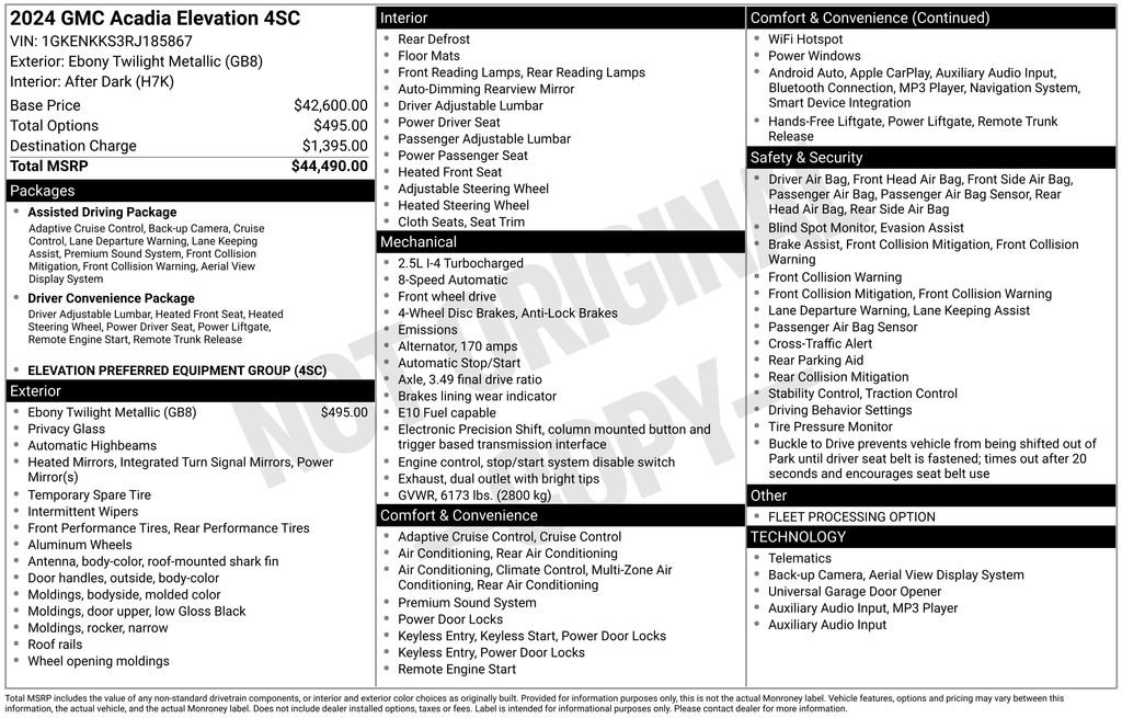 Used 2024 GMC Acadia Elevation image 36