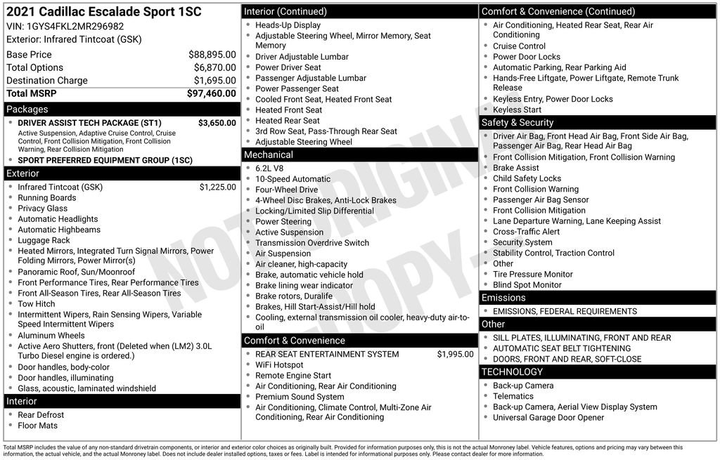 Used 2021 Cadillac Escalade Sport w/ Driver Assist Tech Package image 13