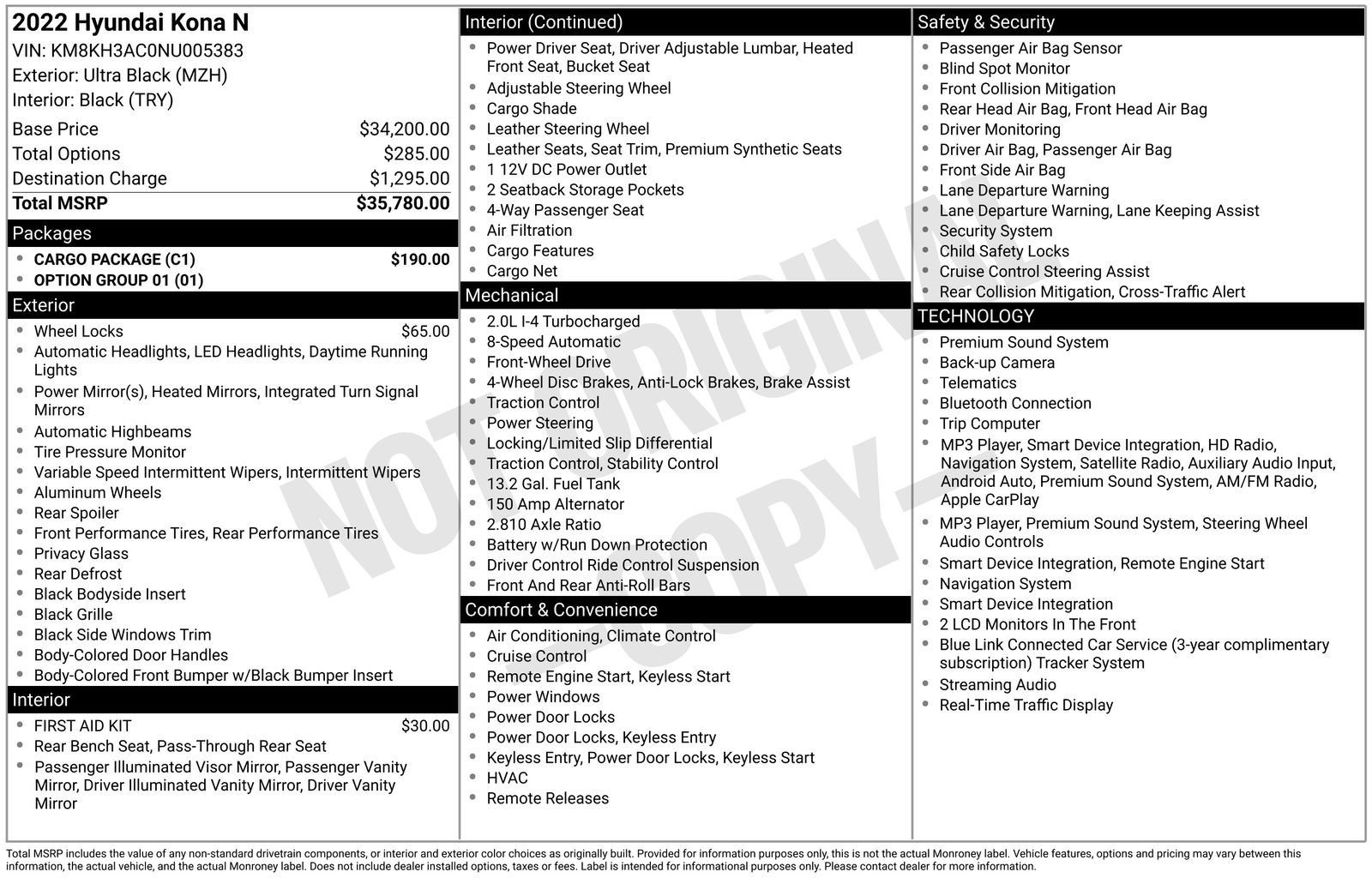 Used 2022 Hyundai Kona N w/ Cargo Package FWD image 4