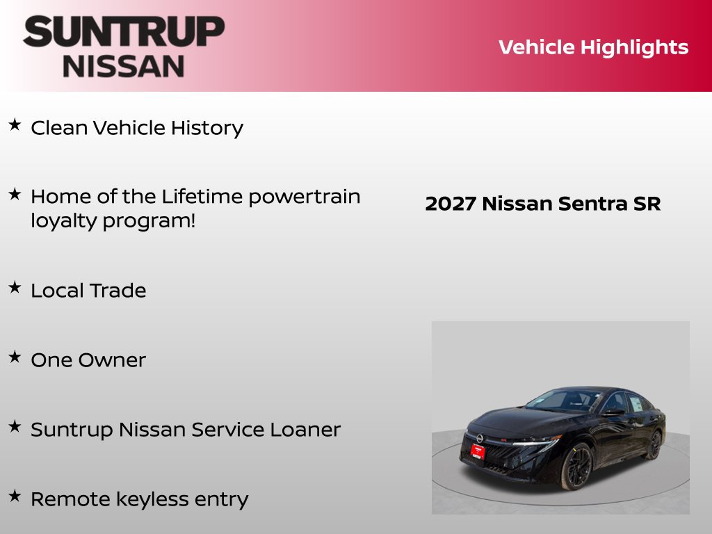 Certified 2027 Nissan Sentra SR w/ Floor Mat Package FWD image 8
