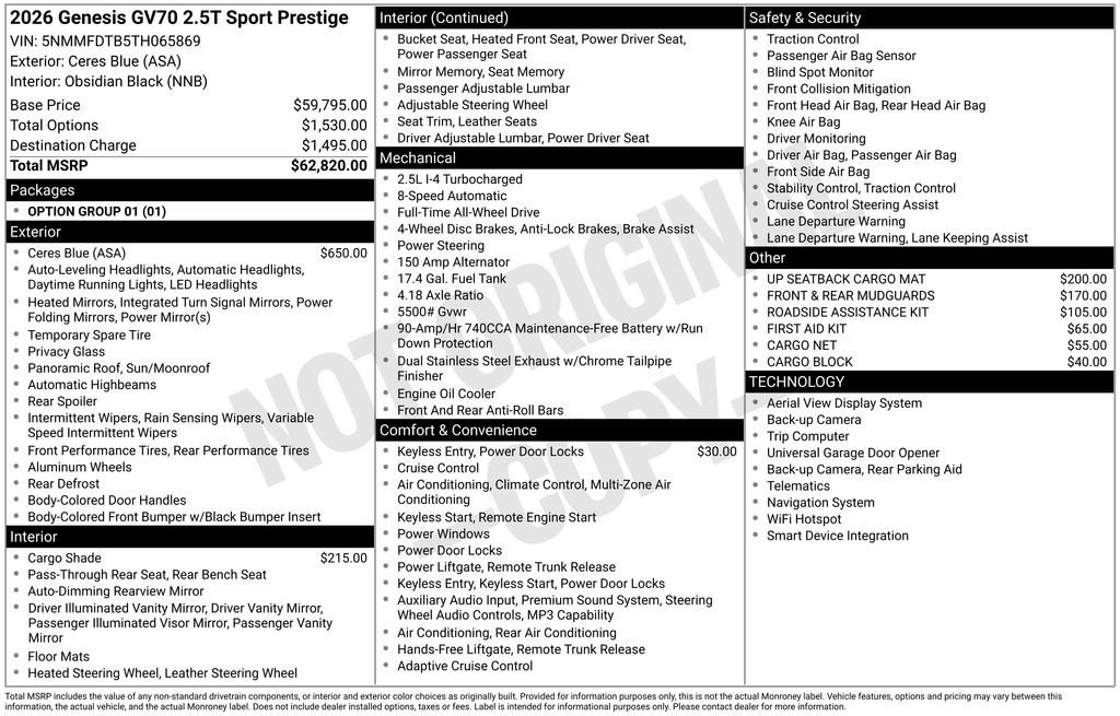New 2026 Genesis GV70 2.5T Sport Prestige AWD/4WD image 8
