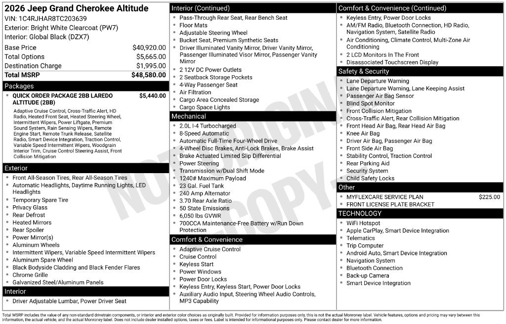 New 2026 Jeep Grand Cherokee Altitude AWD/4WD image 4