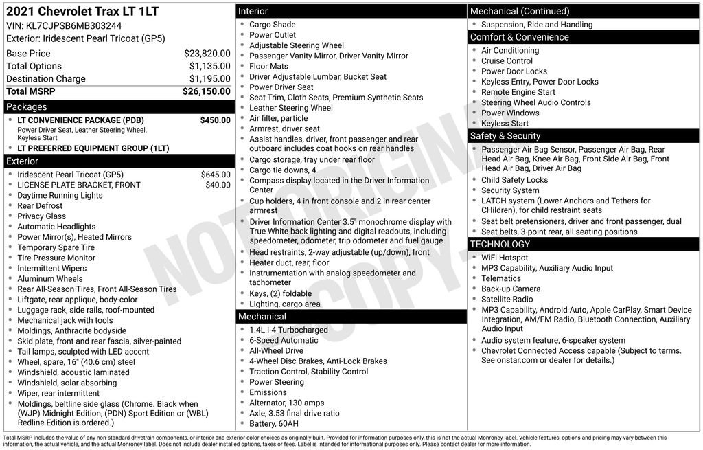 Used 2021 Chevrolet Trax LT w/ LT Convenience Package AWD/4WD image 5