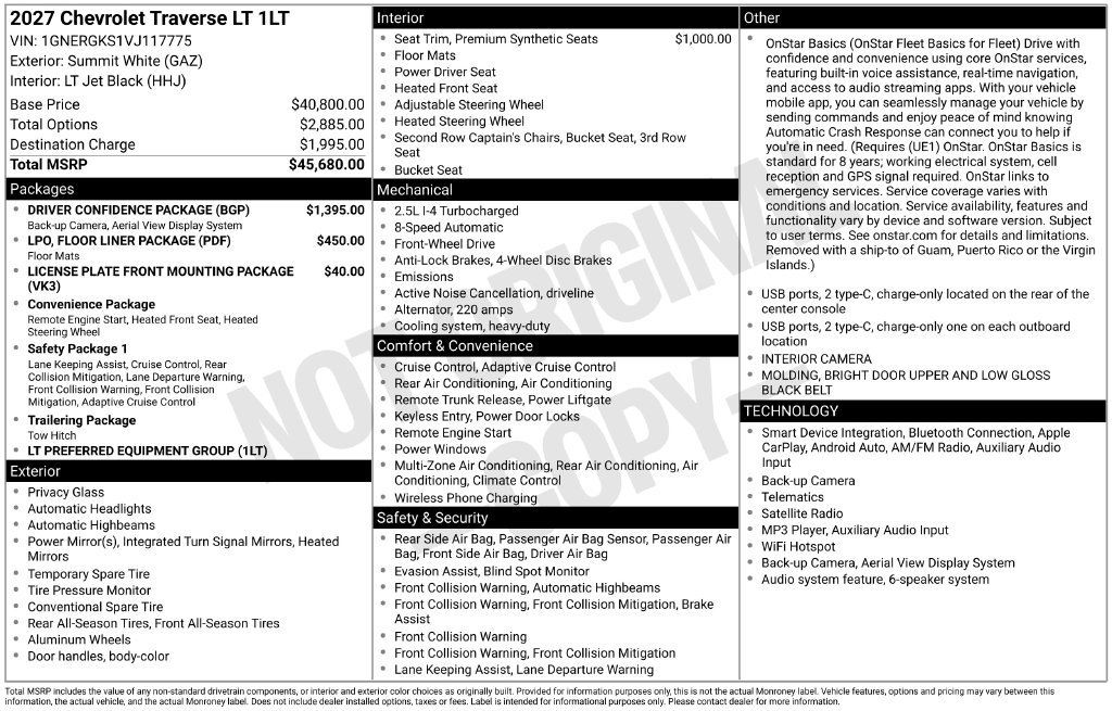 New 2027 Chevrolet Traverse LT w/ Driver Confidence Package FWD image 8