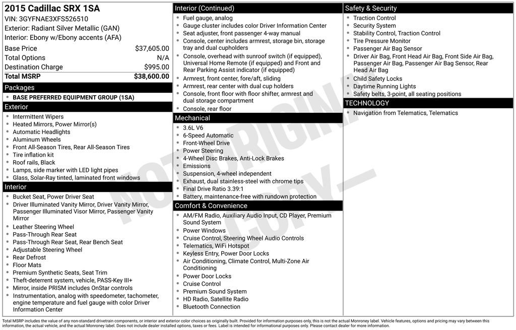 Used 2015 Cadillac SRX FWD image 2