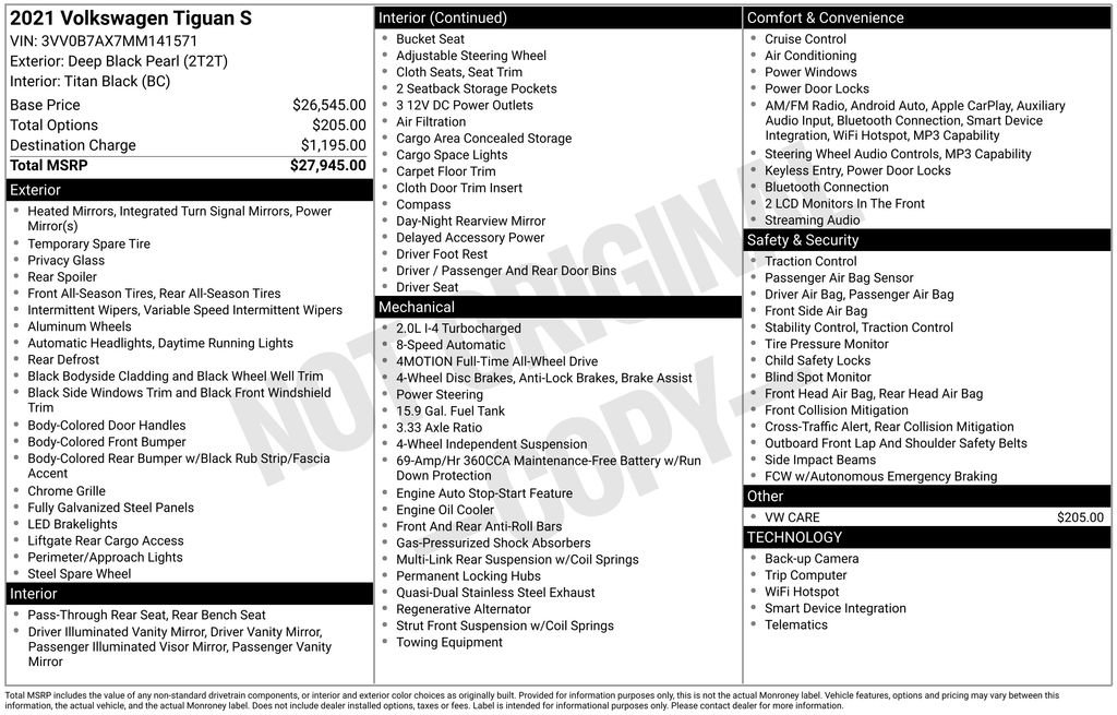 Used 2021 Volkswagen Tiguan S image 35