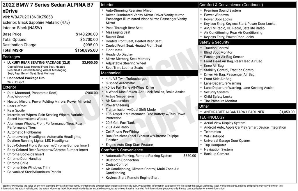 Used 2022 BMW ALPINA B7 xDrive w/ Luxury Rear Seating Package AWD/4WD image 70