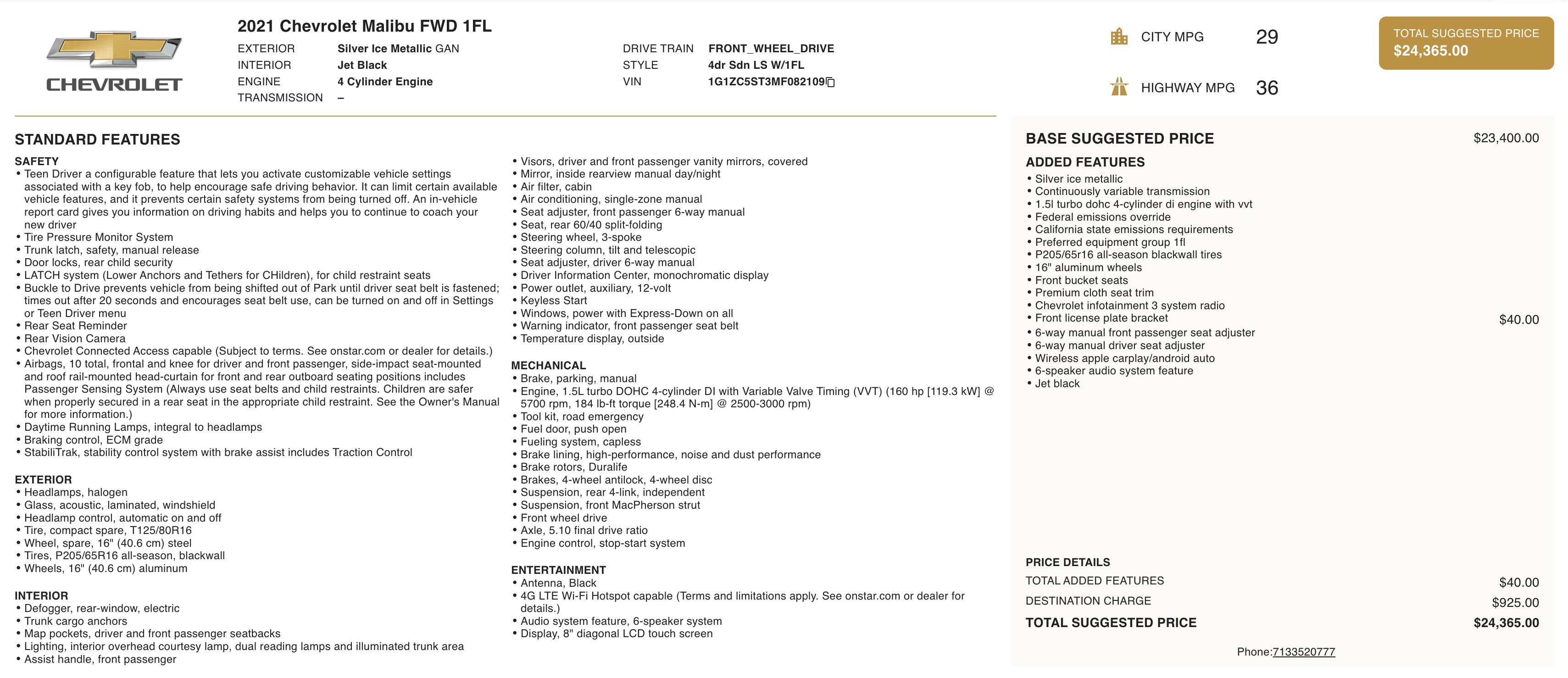 Used 2021 Chevrolet Malibu LS image 3