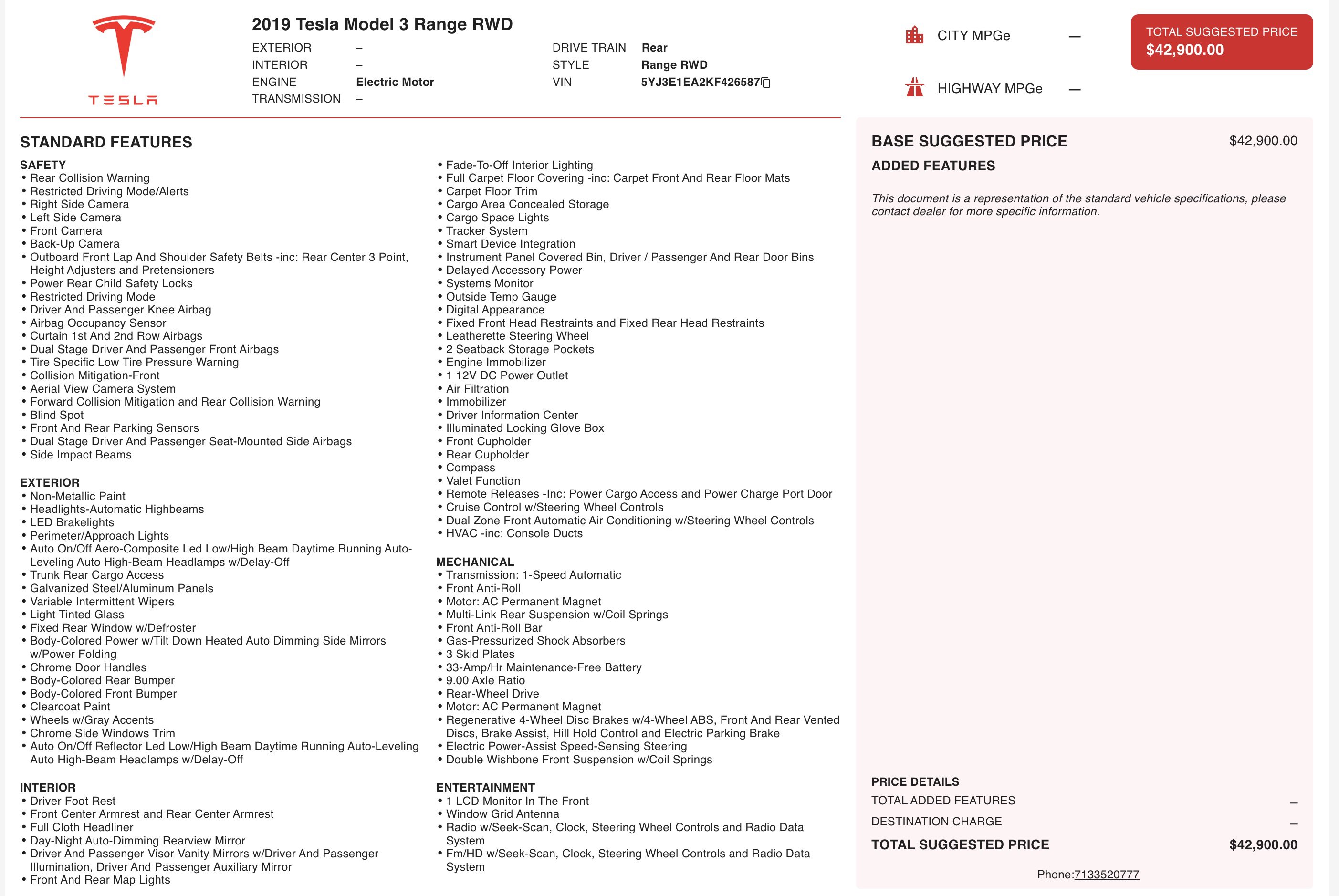 Used 2019 Tesla Model 3 Standard Range Plus image 6
