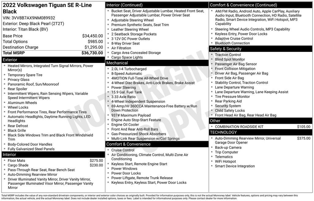 Used 2022 Volkswagen Tiguan SE R-Line AWD/4WD image 6