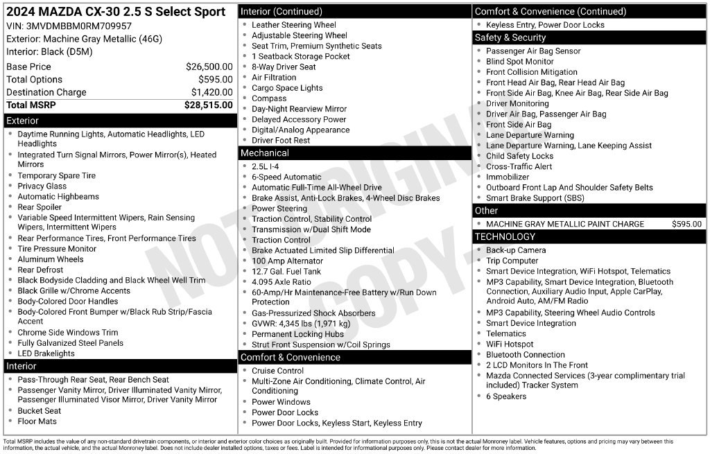 Used 2024 MAZDA CX-30 AWD 2.5 S w/ Select Sport Pkg image 34