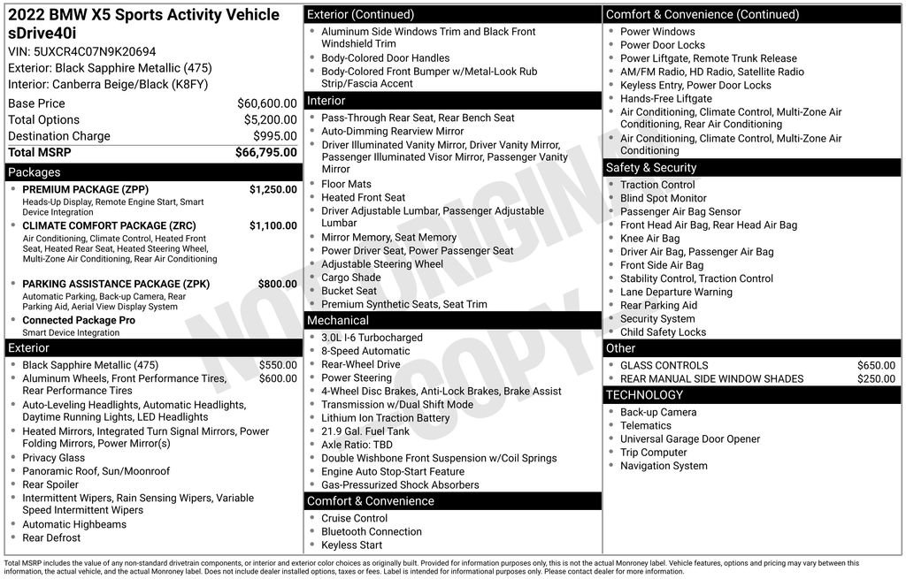 Used 2022 BMW X5 sDrive40i w/ Premium Package RWD image 5