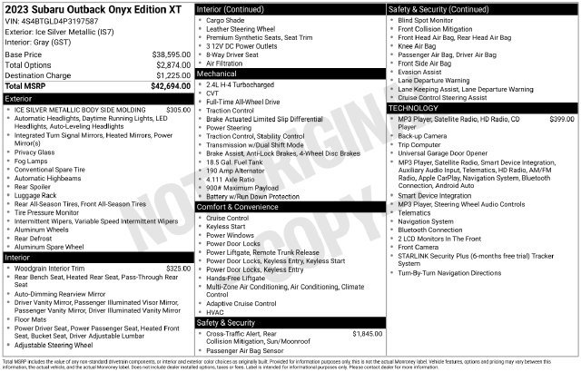 Used 2023 Subaru Outback Onyx Edition XT AWD/4WD image 10