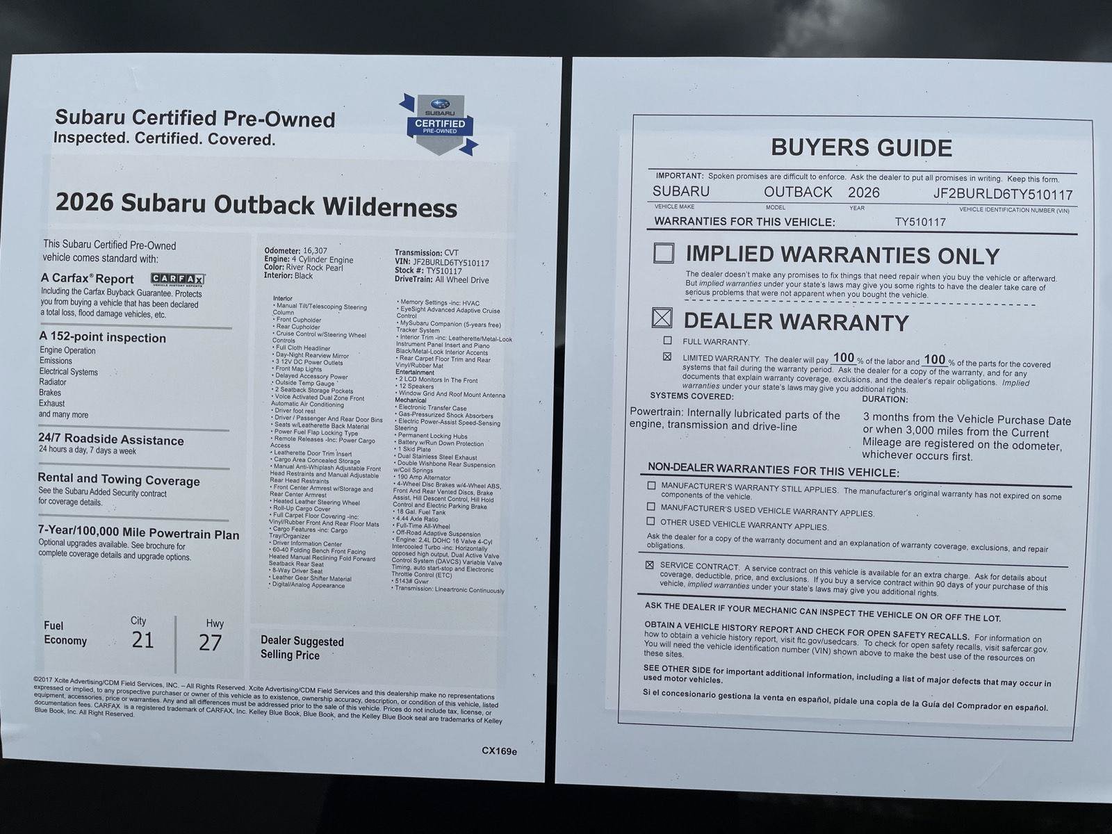 Certified 2026 Subaru Outback Wilderness AWD/4WD image 29