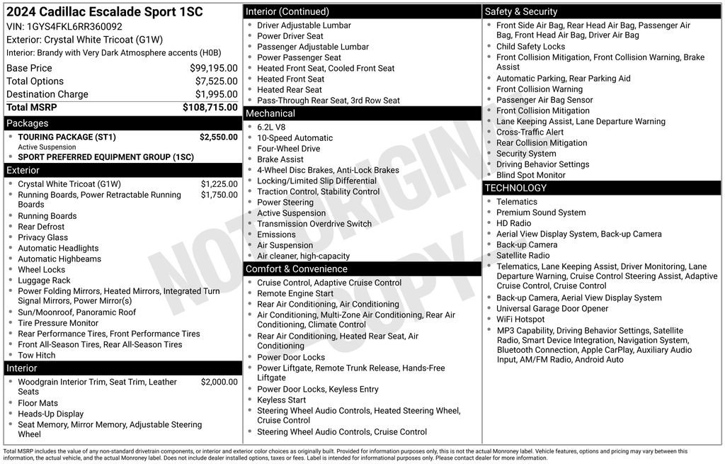 Certified 2024 Cadillac Escalade Sport w/ Touring Package AWD/4WD image 4