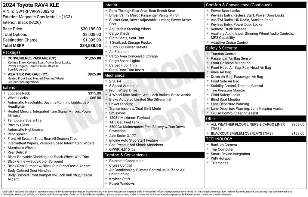 Used 2024 Toyota RAV4 XLE w/ Convenience Package FWD image 3