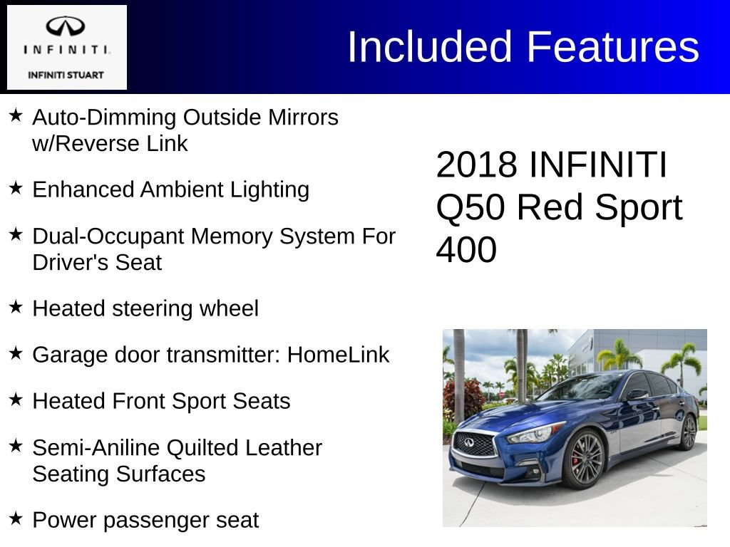 Used 2018 INFINITI Q50 Red Sport 400 w/ Sensory Package (Sport) AWD/4WD image 3
