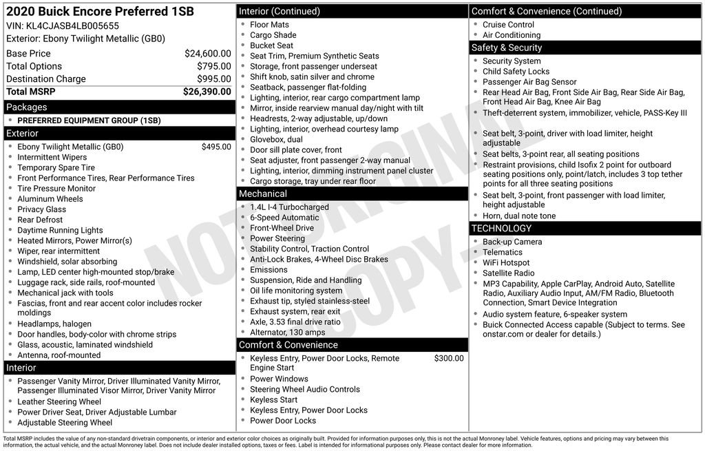 Certified 2020 Buick Encore Preferred FWD image 39