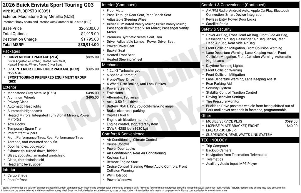New 2026 Buick Envista Sport Touring w/ Convenience I Package image 9