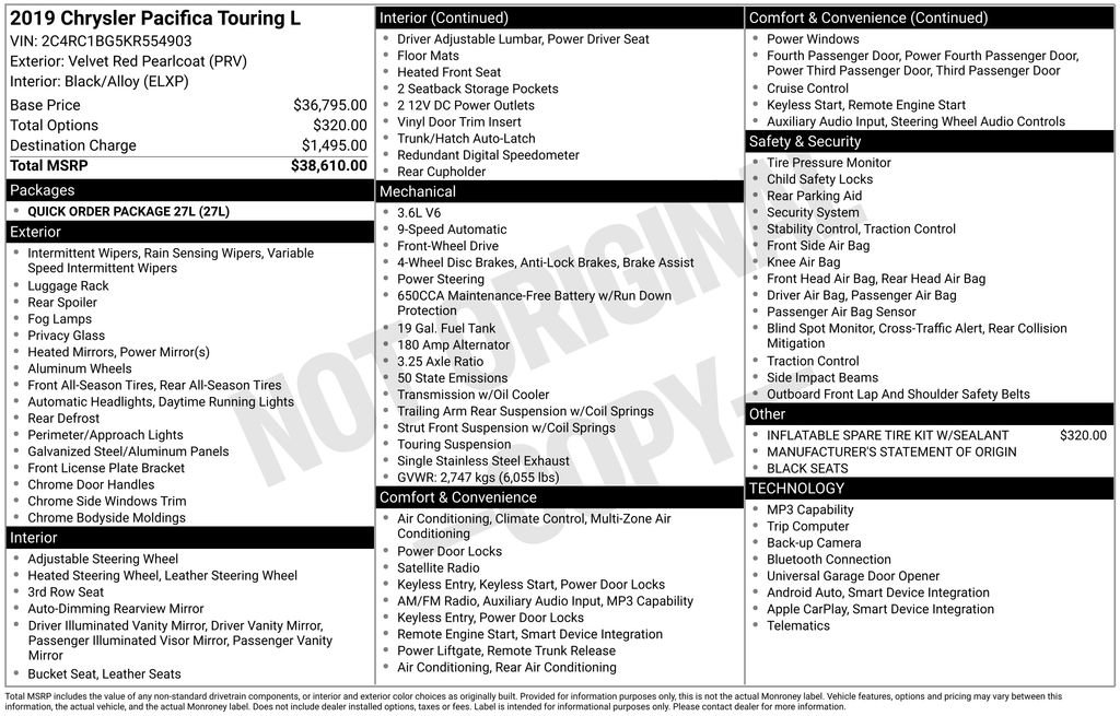 Used 2019 Chrysler Pacifica Touring-L FWD image 14