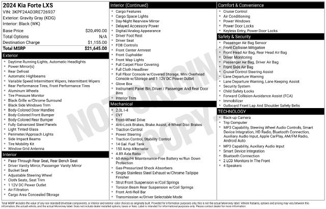 Certified 2024 Kia Forte LXS FWD image 36