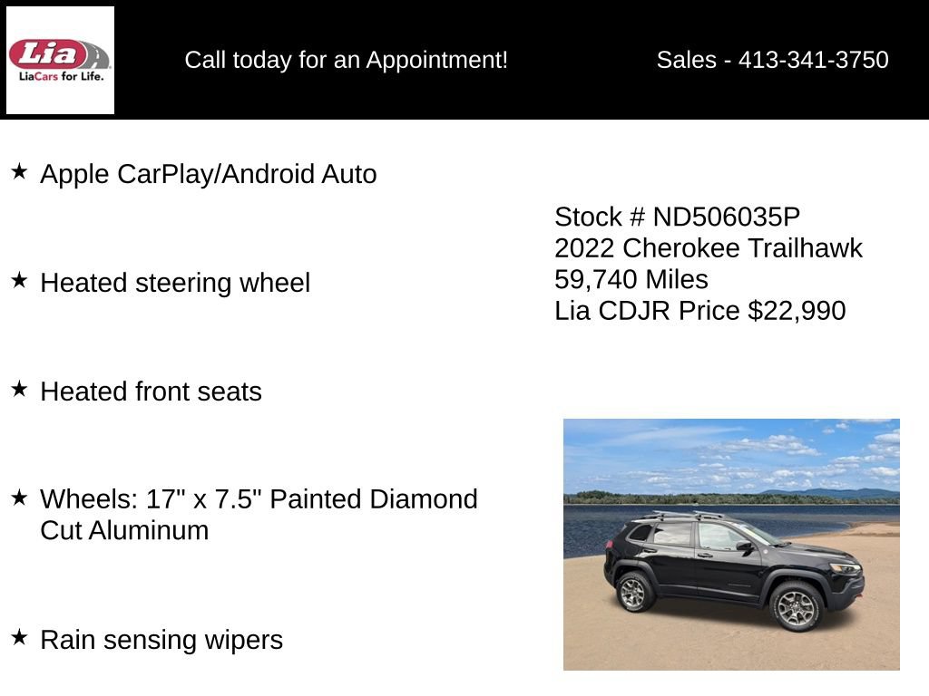 Used 2022 Jeep Cherokee Trailhawk w/ Sun, Sound & Nav Group AWD/4WD image 31