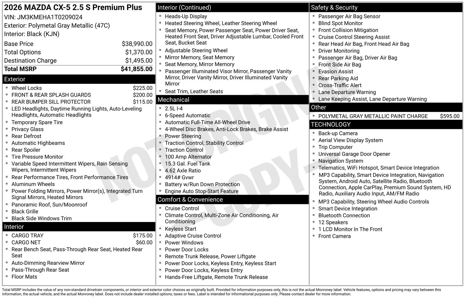 New 2026 MAZDA CX-5 2.5 S w/ Premium Plus Package AWD/4WD image 22