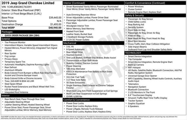 Certified 2019 Jeep Grand Cherokee Limited RWD image 8
