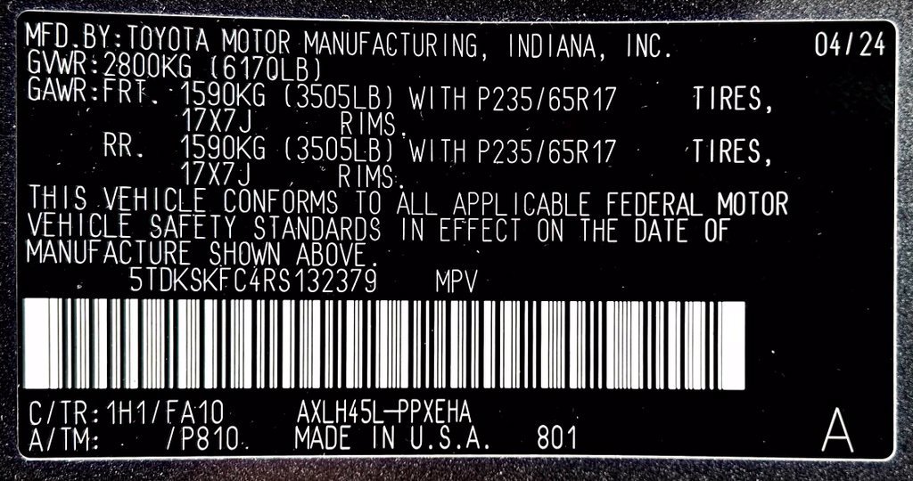 Certified 2024 Toyota Sienna LE AWD/4WD image 26