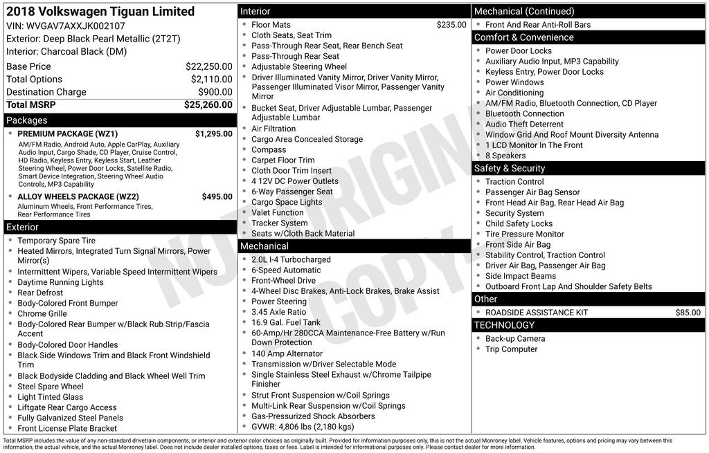 Used 2018 Volkswagen Tiguan Limited w/ Premium Package FWD image 29