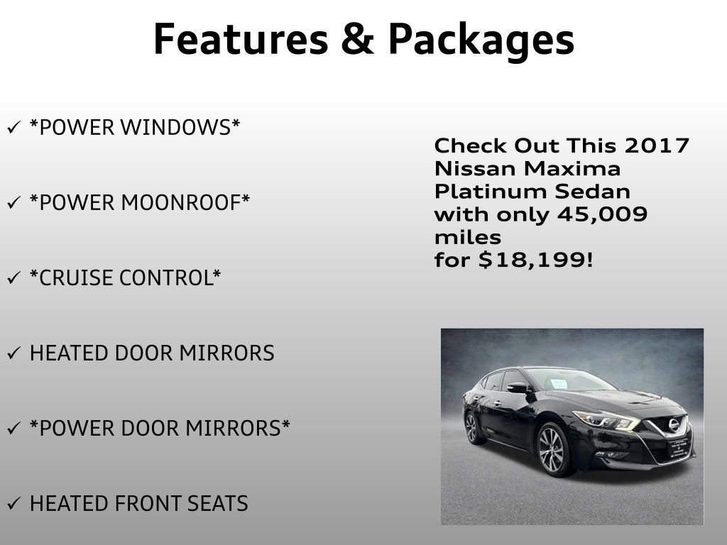 Used 2017 Nissan Maxima Platinum w/ Interior Lighting Package image 12
