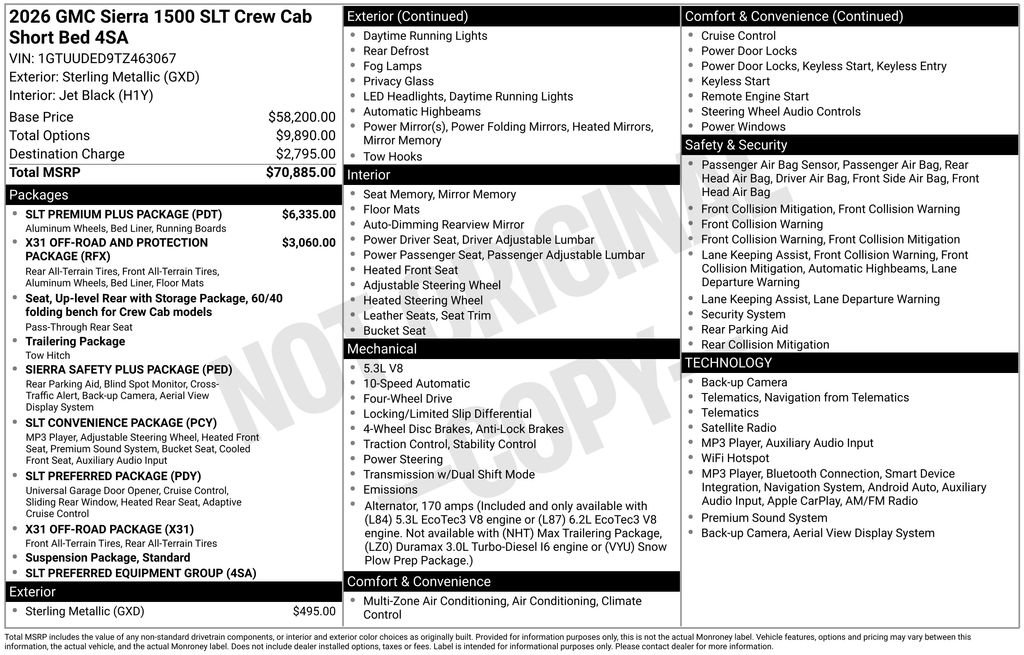 New 2026 GMC Sierra 1500 SLT w/ SLT Premium Plus Package AWD/4WD image 10