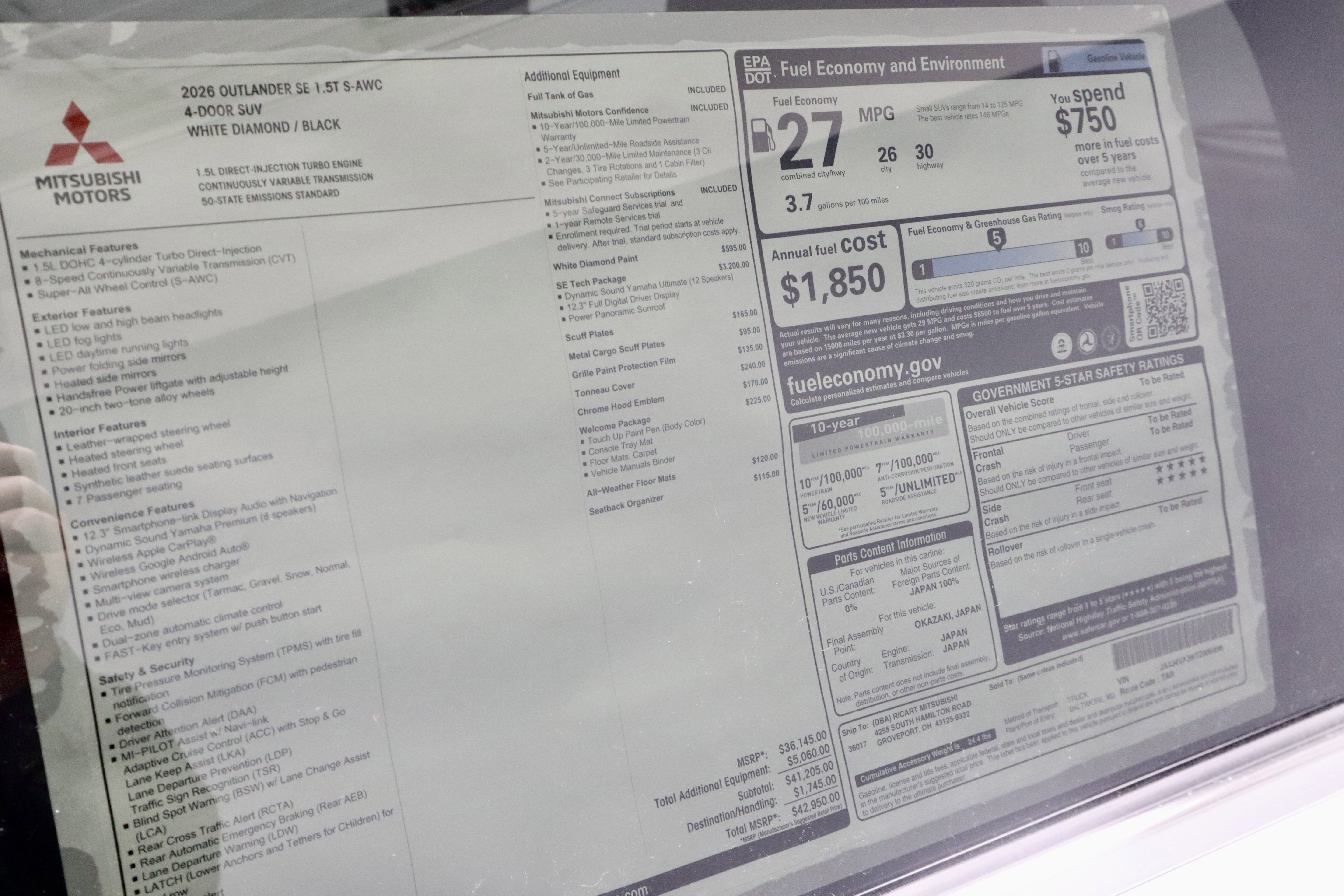 New 2026 Mitsubishi Outlander SE image 35