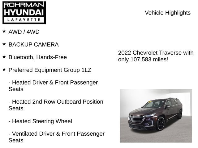Used 2022 Chevrolet Traverse Premier w/ LPO, Floor Liner Package AWD/4WD image 8