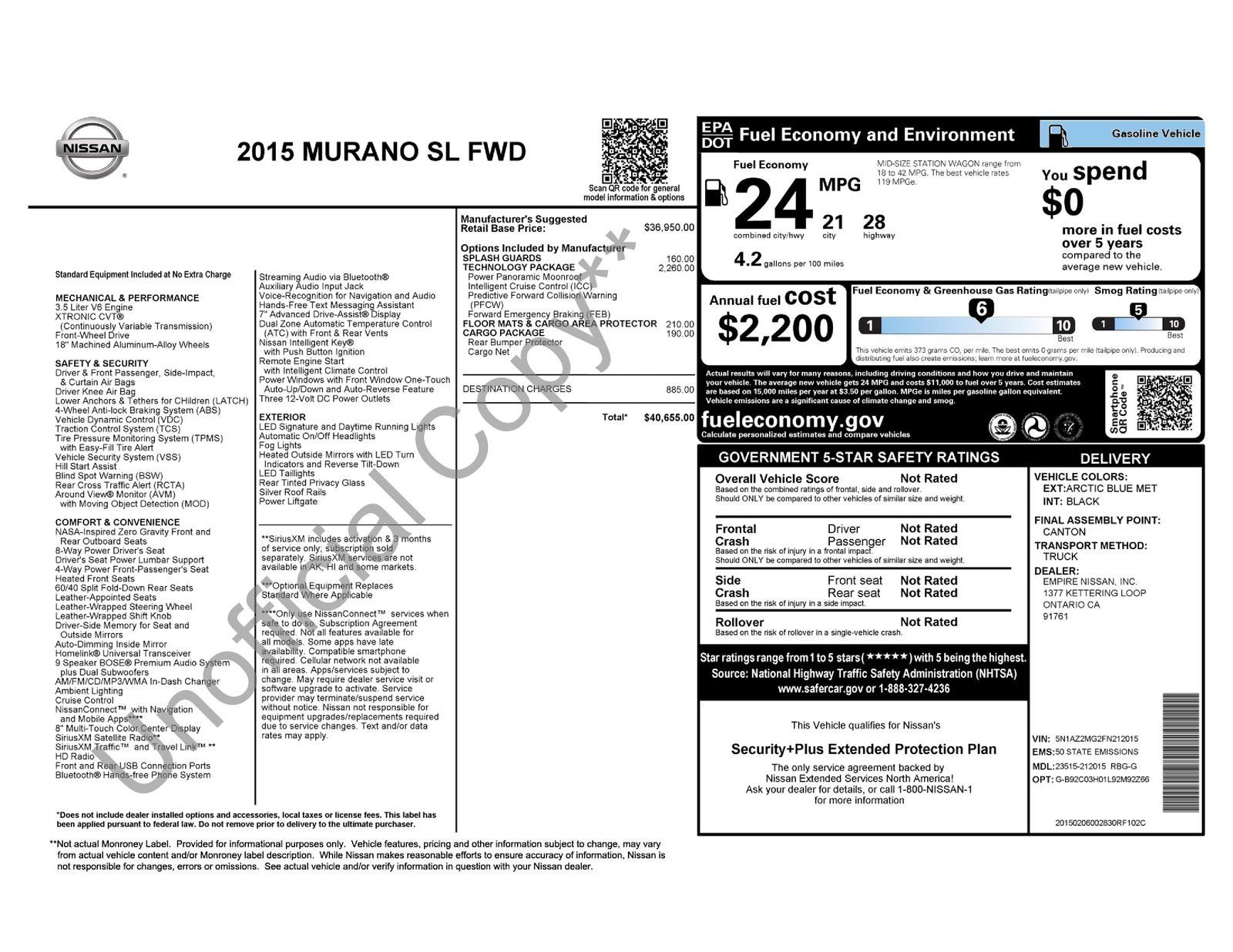 Used 2015 Nissan Murano SL w/ SL Technology Package FWD image 10