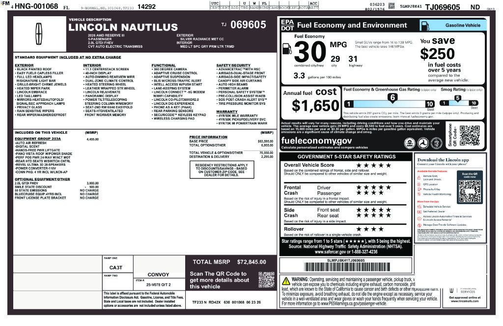 New 2026 Lincoln Nautilus Reserve AWD/4WD image 26