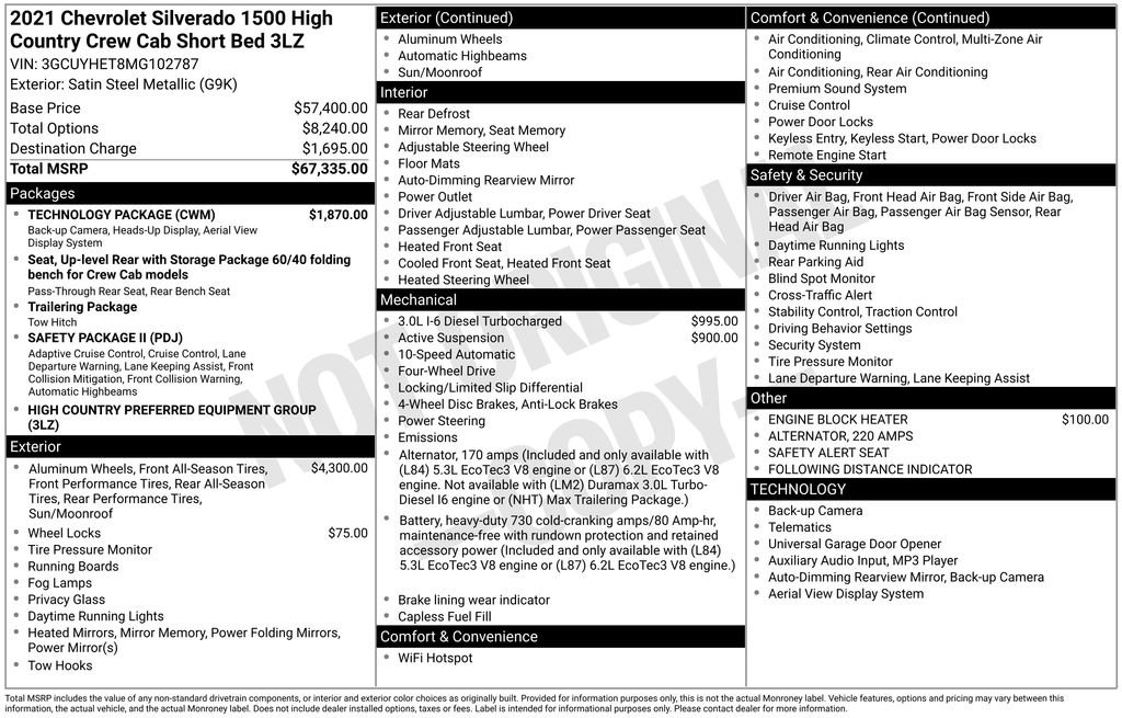 Used 2021 Chevrolet Silverado 1500 High Country w/ Technology Package image 7