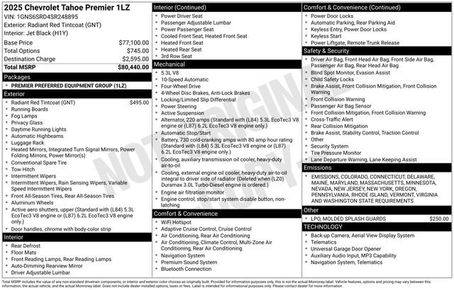 New 2025 Chevrolet Tahoe Premier image 2