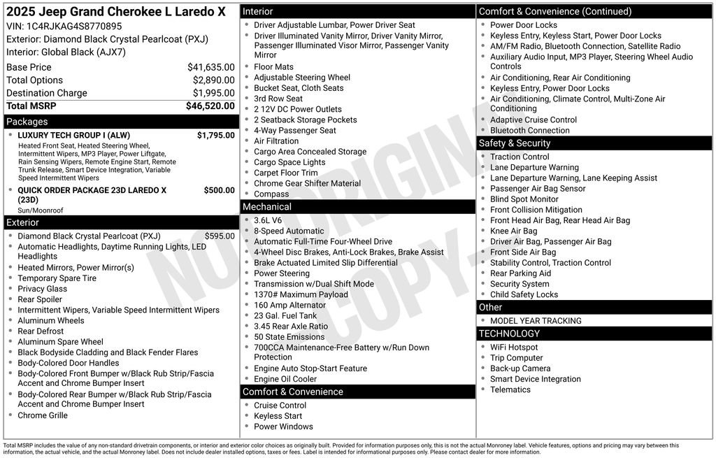 New 2025 Jeep Grand Cherokee L Laredo w/ Luxury Tech Group I image 45