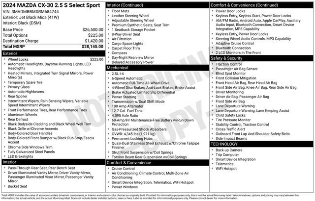 Certified 2024 MAZDA CX-30 AWD 2.5 S w/ Select Sport Pkg image 6